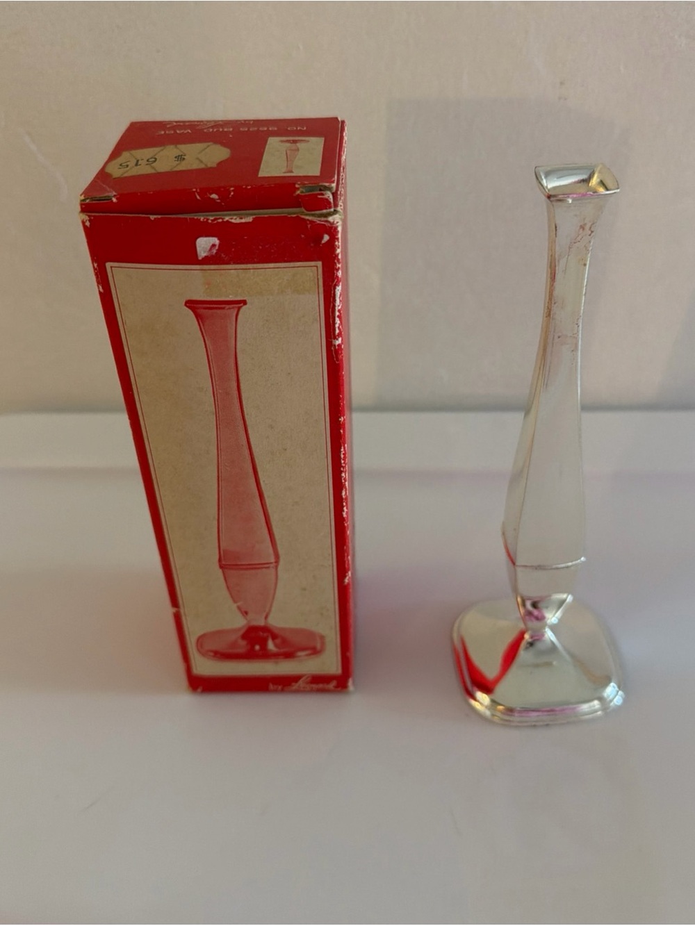 Vintage‎ MCM 1960s Chrome Bud Vase in Original Box Gift Airbnb Decor